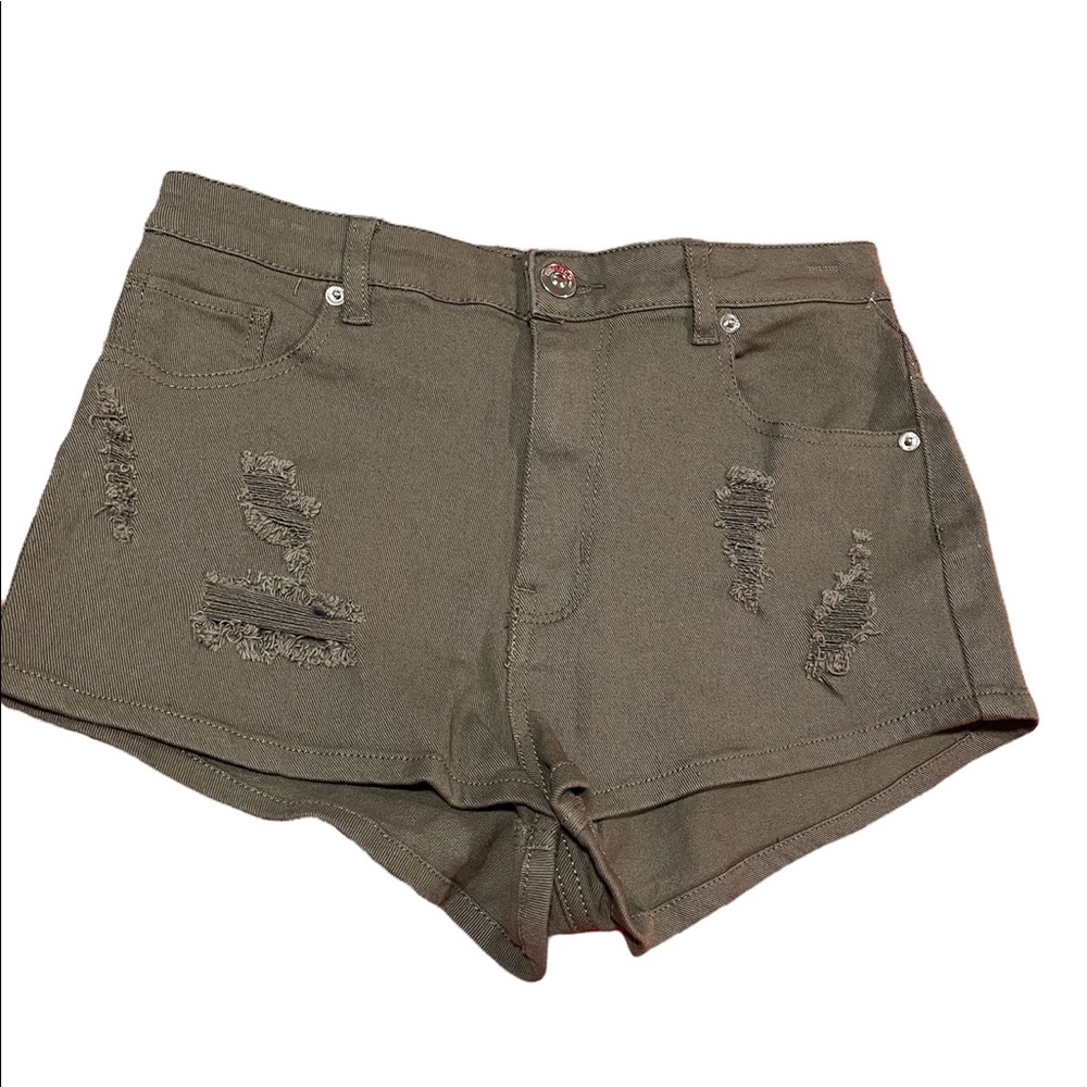 Brand new High waisted denim green shorts